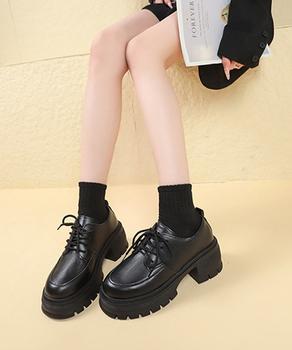 ローファー レディース 厚底 編み上げ 送料無料 即日発送-4