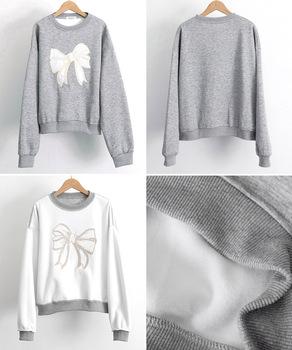 刺しゅうリボンスウェット裏微起毛トップス 送料無料 即日発送-8