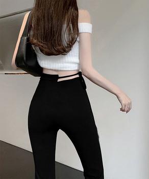 フレアスキニーパンツウエストカットアウト 送料無料 即日発送-6