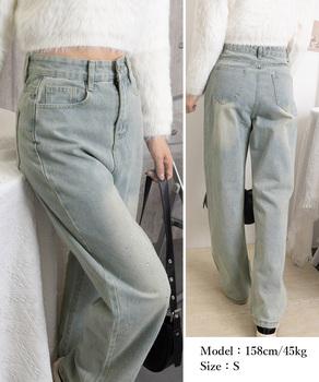 ラインストーン デニムパンツ レディース 送料無料 即日発送-7