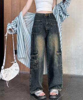 ウォッシュデニムカーゴパンツ レディース 送料無料 即日発送-9