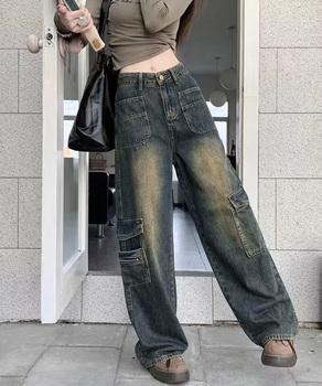 ウォッシュデニムカーゴパンツ レディース 送料無料 即日発送-1