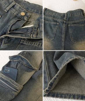 ウォッシュデニムカーゴパンツ レディース 送料無料 即日発送-3