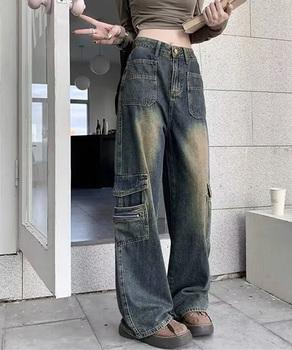 ウォッシュデニムカーゴパンツ レディース 送料無料 即日発送-4