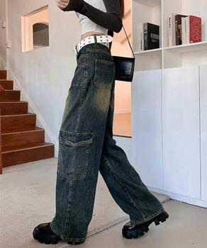 ウォッシュデニムカーゴパンツ レディース 送料無料 即日発送-8