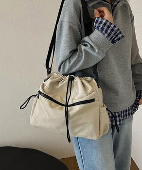 ドローストリングショルダーバッグ 大容量 送料無料 即日発送-3