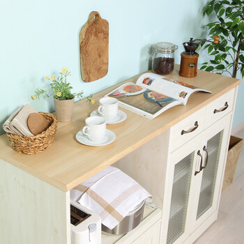 キッチンカウンター ナチュラル×ホワイト 幅120cm 送料無料-8