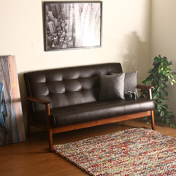 ソファー バイキャストPUソファー フレンズ DBR 2P 846 送料無料-7