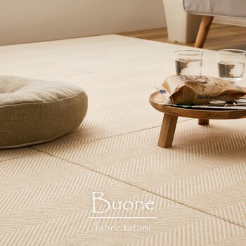 ファブリック置き畳　同色12枚組 布地 ヘリンボン柄 カットOK 滑り止め ボーナ 4カラー 送料無料-0