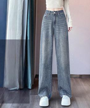 キラキラデニムパンツラインストーンデニム 送料無料 即日発送-1