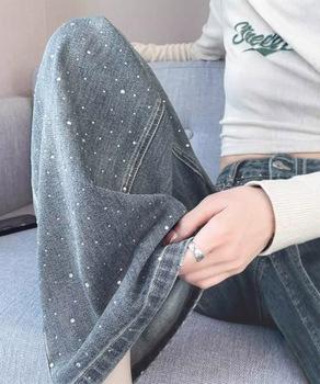 キラキラデニムパンツラインストーンデニム 送料無料 即日発送-4