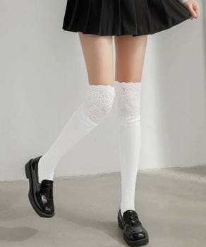ニーハイソックス花柄レース切り替え靴下 送料無料 即日発送-6