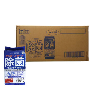 清潔習慣 アルコールタイプ 除菌ウェットティシュ 詰替用 100枚×36個ケース販売 送料無料-1