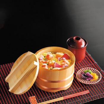 和食器 特選 椹ちらし桶 深型 蓋付　日本製 送料無料-4