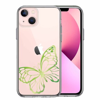 iPhone13 ケース クリア 蝶 ちょうちょう バタフライ ゴールド 2 スマホケース 側面ソフト 背面ハード ハイブリッド  送料無料-0
