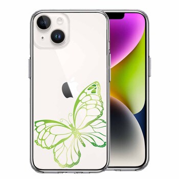 iPhone14 Plus ケース クリア 蝶 ちょうちょう バタフライ ゴールド 2 スマホケース 側面ソフト 背面ハード ハイブリッド  送料無料-0