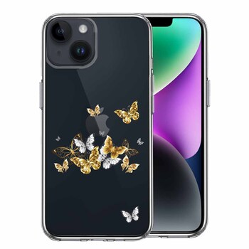 iPhone14 ケース クリア 蝶々 ちょうちょう バタフライ スマホケース 側面ソフト 背面ハード ハイブリッド  送料無料-0