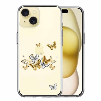 iPhone15 ケース クリア 蝶々 ちょうちょう バタフライ スマホケース 側面ソフト 背面ハード ハイブリッド  送料無料-0