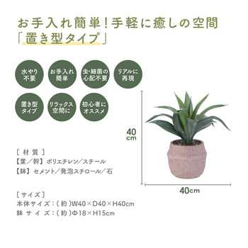 フェイクグリーン アガベ セメントポット 送料無料-1