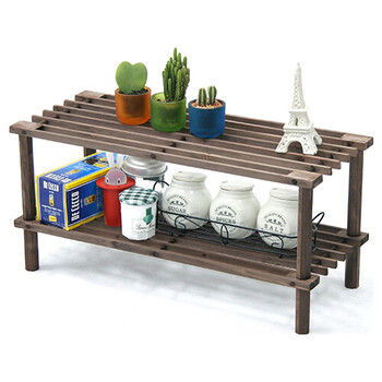 マルチフリー＆シューズラック 2段 ブラウン 4個セット 送料無料-1