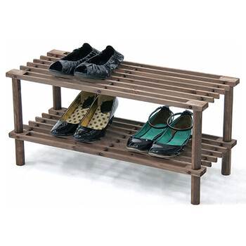 マルチフリー＆シューズラック 2段 ブラウン 4個セット 送料無料-2