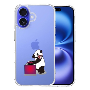 iPhone16 ケース クリア パンダ DJ スマホケース 側面ソフト 背面ハード ハイブリッド  送料無料-0