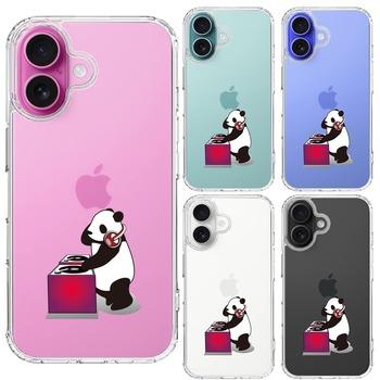 iPhone16 ケース クリア パンダ DJ スマホケース 側面ソフト 背面ハード ハイブリッド  送料無料-1