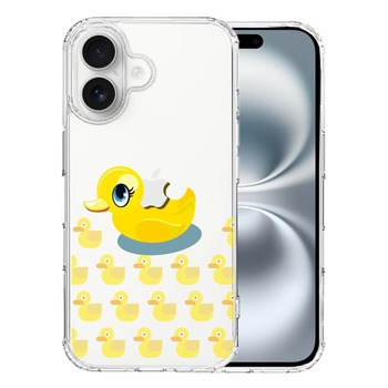 iPhone16 ケース クリア アヒルちゃん あひる イエロー スマホケース 側面ソフト 背面ハード ハイブリッド  送料無料-0