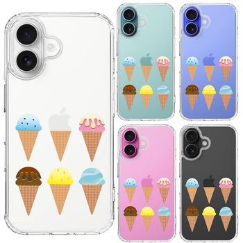 iPhone16 ケース クリア アイスクリーム スマホケース 側面ソフト 背面ハード ハイブリッド  送料無料-1