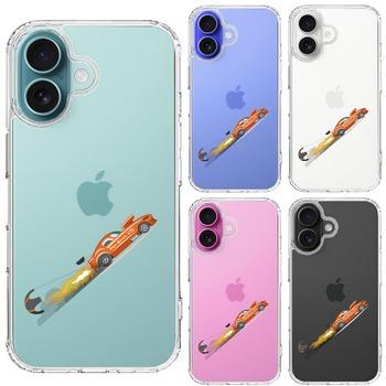 iPhone16 ケース クリア レーシングカー 車 オレンジ スマホケース 側面ソフト 背面ハード ハイブリッド  送料無料-1