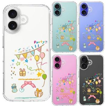 iPhone16 ケース クリア party パーティー スマホケース 側面ソフト 背面ハード ハイブリッド  送料無料-1