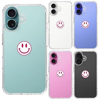 iPhone16 ケース クリア にこちゃん スマイル マーク スマホケース 側面ソフト 背面ハード ハイブリッド  送料無料-1