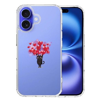 iPhone16 ケース クリア 猫 ネコ にゃんこ ハート 黒猫 2 スマホケース 側面ソフト 背面ハード ハイブリッド  送料無料-0