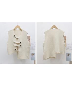 ニットベスト前開きノースリーブトップス冬 送料無料 即日発送-8