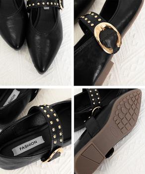 スタッズ付きメアリージェーンパンプス浅口 送料無料 即日発送-9