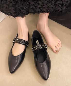 スタッズ付きメアリージェーンパンプス浅口 送料無料 即日発送-2