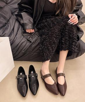 スタッズ付きメアリージェーンパンプス浅口 送料無料 即日発送-6