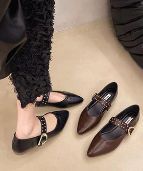 スタッズ付きメアリージェーンパンプス浅口 送料無料 即日発送-7