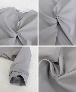 フロントねじり シャツブラウス Vネック 送料無料 即日発送-9