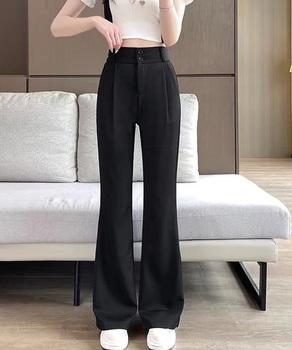 セミフレアワイドパンツ スラックスパンツ 送料無料 即日発送-2