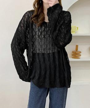 メッシュニット 透かし編みトップス 長袖 SK22155344-8301 送料無料 即日発送-2