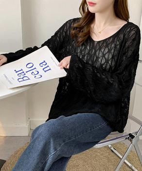 メッシュニット 透かし編みトップス 長袖 SK22155344-8301 送料無料 即日発送-3