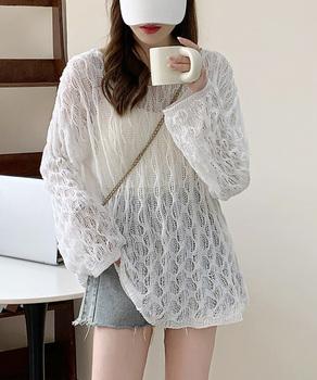 メッシュニット 透かし編みトップス 長袖 SK22155344-8301 送料無料 即日発送-4