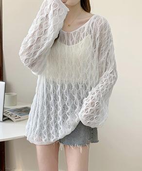 メッシュニット 透かし編みトップス 長袖 SK22155344-8301 送料無料 即日発送-5