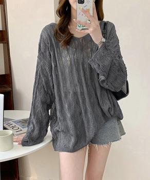 メッシュニット 透かし編みトップス 長袖 SK22155344-8301 送料無料 即日発送-6