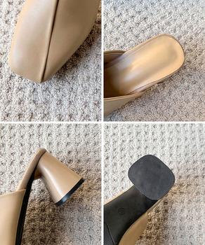 ミュールパンプス 太ヒール靴スクエアトゥ 送料無料 即日発送-9