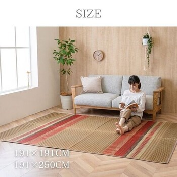 カーペット 約191×191cm ござ ズレにくい NSウェア ベージュ 送料無料-3