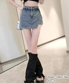 サイドリボンデニムショートパンツスカート 送料無料 即日発送-3
