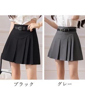 プリーツスカート ミニ丈 ベルト付き 送料無料 即日発送-1