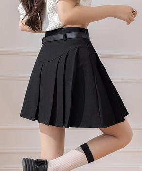 プリーツスカート ミニ丈 ベルト付き 送料無料 即日発送-3